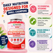 (2 Pack) Methylated Multivitamin Kids Gummies + Omega by FedererSeth – 60 Count (Pack of 2)
