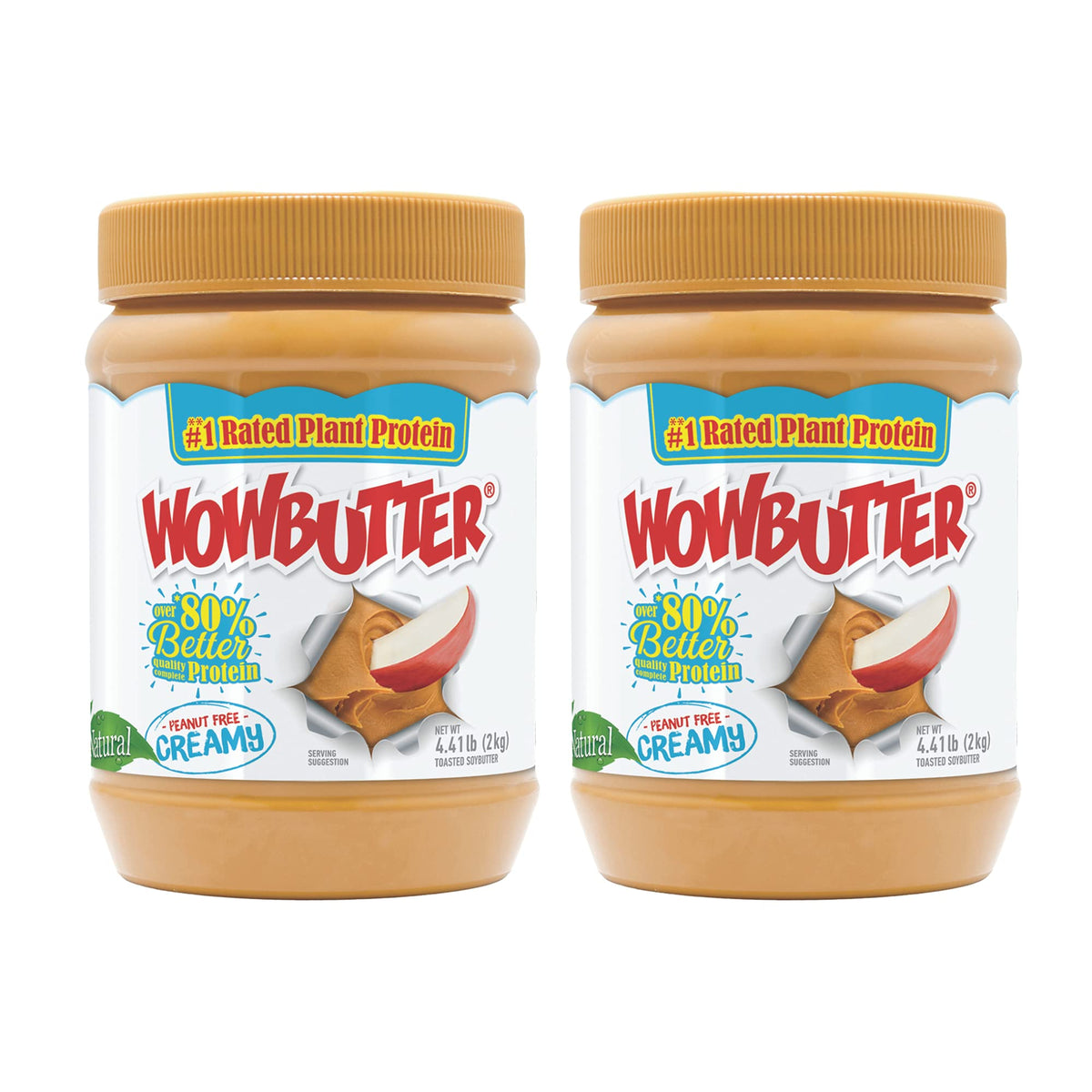 Natural Peanut Free Creamy 4.4lb Jars by WOWBUTTER – 140.8 Ounce (Pack of 1), Pack of 2