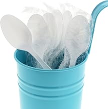 AmerCareRoyal Heavy Weight Individually Wrapped Disposable Polystyrene Plastic Teaspoons for Restaurants and Catering, White, Pack of 1000