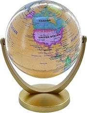 Mini Antique Globe 4 inch Interactive Earth Globe with Stand, Geographic World Globes Educational Rotating World Map Globes Educational Classroom Desk Table Decoration
