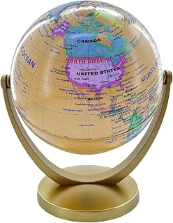 Mini Antique Globe 4 inch Interactive Earth Globe with Stand, Geographic World Globes Educational Rotating World Map Globes Educational Classroom Desk Table Decoration
