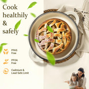 Overmont Cast Iron Dutch Oven, 7 Quart Capacity, Cream White