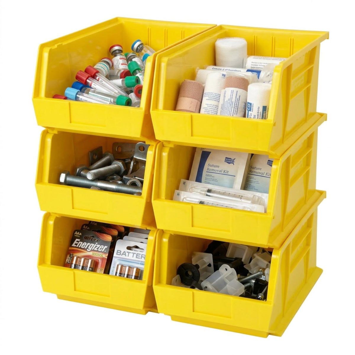 QUANTUM STORAGE SYSTEMS Yellow / 18L x 11W x 10H / Ultra Stack & Hang Open Storage Bins