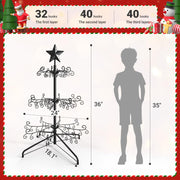 Elyken Ornament Display Stand Tree, Metal Freestanding Rack, 3 FT Black