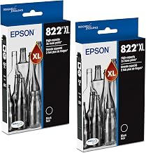 Epson 822XL Black Ink Cartridges 2/Pack Bundle | Works with WF-3820, WF-3823, WF-4820, WF-4830, WF-4833, WF-4834