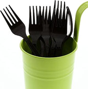 AmerCareRoyal Medium-Heavy Weight Unwrapped Disposable Polypropylene Plastic Forks for Restaurants and Catering, Black, Pack of 1000