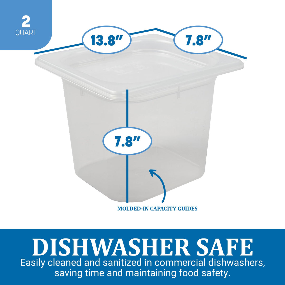 Modpans 1/6 Food Pan and Lid for Kitchens and Restaurants by San Jamar – 2 Quart, 1.9 liters, Polypropylene, White, Model MP16