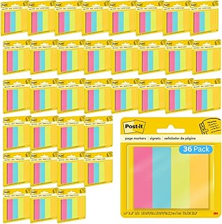 Post-it Page Markers, Assorted Brights, Model 6714AU, 36-Pack