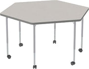 Learniture Structure Series Mobile Hex Collaborative Adjustable Height Table