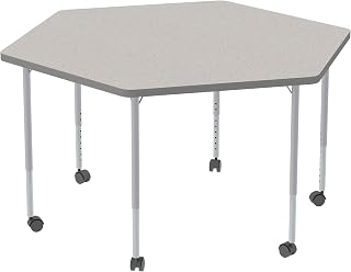 Learniture Structure Series Mobile Hex Collaborative Adjustable Height Table