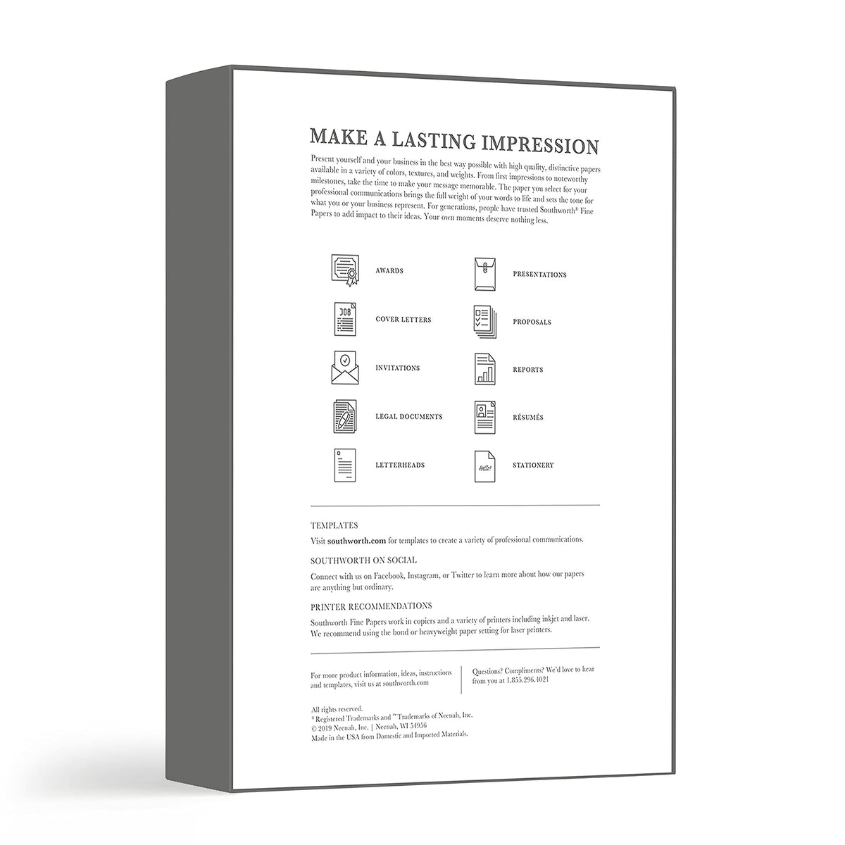 25% Cotton Diamond White Business Paper by Southworth – white, Model SOU3122410