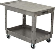 Global Industrial Flat Top Utility Cart with 2 Shelves & Storage Handle, | Plastic Construction, 500 Lbs Overall Capacity, 44"L x 25-1/2"W x 32-1/2"H, Gray
