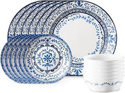 Corelle Vitrelle 18-Piece Service for 6 Dinnerware Set, Triple Layer Glass and Chip Resistant, Lightweight Round Plates and Bowls Set, Portofino