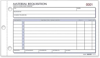 Rediform Material Requisition Book, Carbonless, 2 Part, 4.25 x 8.5 Inches, 50 Forms (1L114)