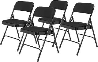 National Public Seating NPS 2200 Series Fabric Armless Premium Folding Chair, Midnight Black (2210/4)