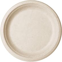 Vegware Compostable 9" Molded Fiber Paper Plates, Case of 500, Disposable, Nourish Reclaimed Natural Fiber, No-Added PFAS, Bagasse, Round, Tree-Free, Stronger Than Paper and Styrofoam