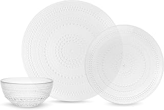 Fortessa Jupiter Hobnail Glass, 12 Piece Dinnerware Set (Service for 4), Clear