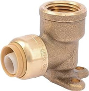 SharkBite 1/2 Inch x 1/2 Inch Drop Ear Elbow, FNPT, Push to Connect Brass Plumbing Fitting, PEX Pipe, Copper, CPVC, PE-RT, HDPE, U334LFA