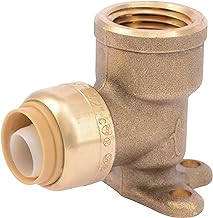 SharkBite 1/2 Inch x 1/2 Inch Drop Ear Elbow, FNPT, Push to Connect Brass Plumbing Fitting, PEX Pipe, Copper, CPVC, PE-RT, HDPE, U334LFA