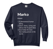 Marko Name Definition Dictionary Comfort Colors Adult Sweatshirt by Marko Birthday Name Definition Funny – Cotton Blend, Black, Model C932EGZ4QSQ