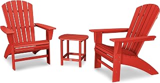 Polywood Nautical 3-Piece Curveback Adirondack Chair Set with Side Table