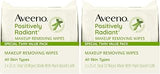 Aveeno Positively Radiant Makeup Remover Wipes,Oil Free,Alcohol Free,Non-Comedogenic Facial Cleansing Wipes,Gentle Face-Wipes for Sensitive Skin,Travel Makeup-Wipes,Twin Pack,2 x 25 Ct,(Pack of 2)