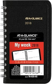 AT-A-GLANCE Weekly Pocket Planner, January 2018 - December 2018, 2-1/2" x 4-1/2", Unruled, Black (7003505)