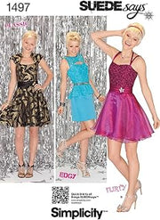 Simplicity SUEDESays Pattern 1497 Misses Miss Petite Dresses with Bodice and Skirt Variations Sizes 4-6-8-10-12