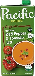 Pacific Foods Organic Roasted Red Pepper and Tomato Soup, 32 oz Carton