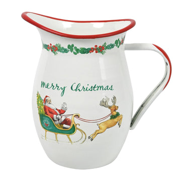 Z&Z Ornamentorum Santa Claus Enamel Pitcher, 33.8 Ounces, Red