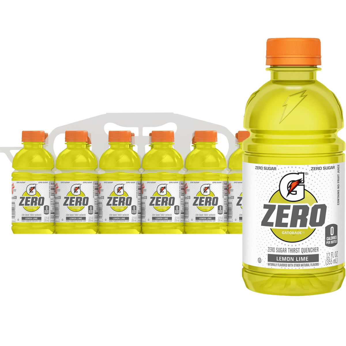 Gatorade Zero Sugar - Lemon Lime / 12 Fl Oz (Pack of 12) / Yellow Sports Drinks