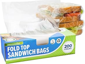 Stock Your Home 200 Count Clear Fold Top Sandwich Bags, Bulk Disposable Plastic Bags with Fold Over Closure for Restaurants, Caterers, and Home Food Storage