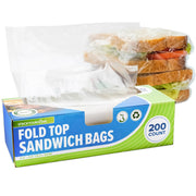 200 Count Clear Fold Top Sandwich Bags by Stock Your Home – 6.5 inches x 5.5 inches, Plastic, Clear, Pack of 200, Model 4440