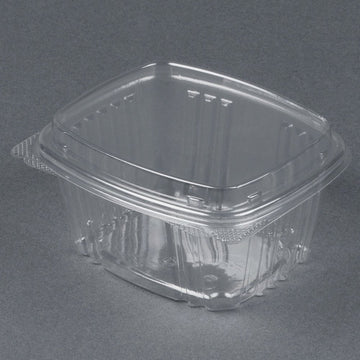Genpak AD16F | 16oz Clear PET Hinged Deli High Dome Lid Container | Recyclable, Made with up to 30% Post-Consumer Content, BP