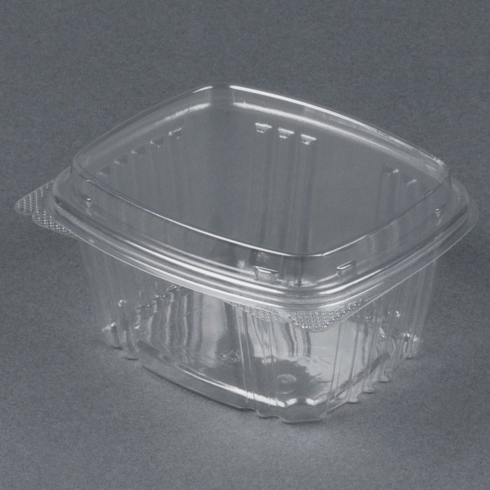 Genpak AD16F | 16oz Clear PET Hinged Deli High Dome Lid Container | Recyclable, Made with up to 30% Post-Consumer Content, BPA Free, Made in The USA | 5.50" x 4.88" x 2.88" Case Count 200