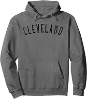 Vintage Cleveland Distressed Black Script CLE Pullover Hoodie