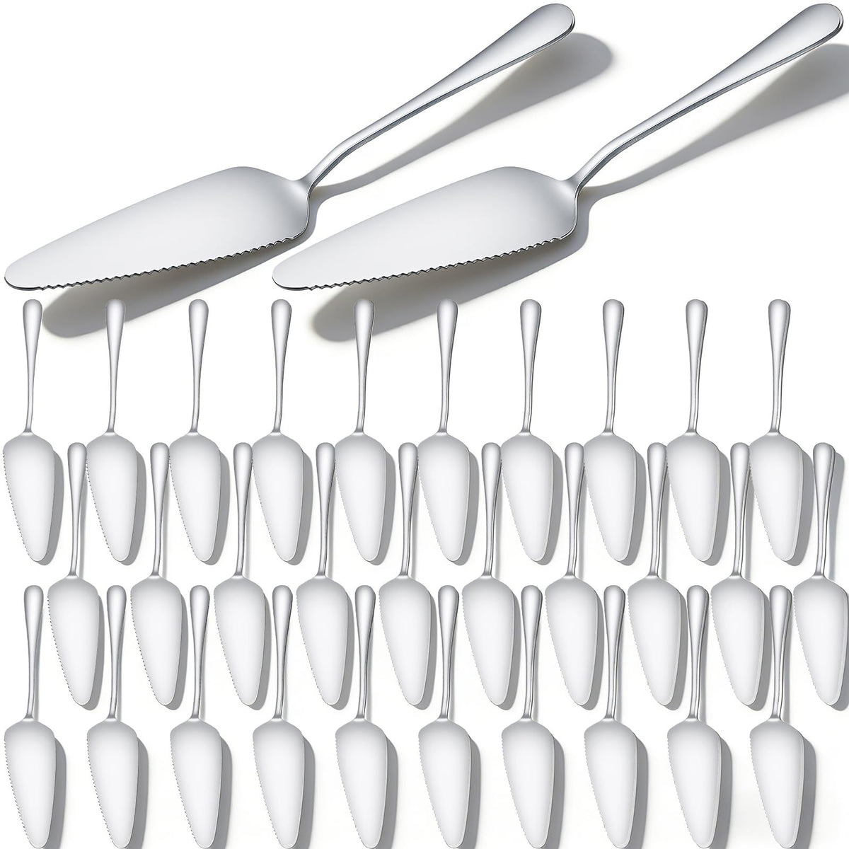 Meyeyaia Pie Server Spatula Set, Stainless Steel, Silver, 30 Pcs