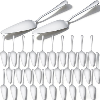 Meyeyaia Pie Server Spatula Set, Stainless Steel, Silver, 30 Pcs