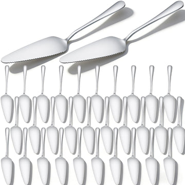 Meyeyaia Pie Server Spatula Set, Stainless Steel, Silver, 30 Pcs