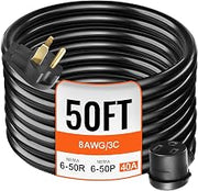 50FT Welder Extension Cord 40 Amp 250V 10 Gauge, NEMA 6-50 3 Prong, STW 10/3 AWG Heavy Duty Welding Power Cord for MIG/TIG/Plasma/Lincoln/Miller