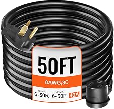 50FT Welder Extension Cord 40 Amp 250V 10 Gauge, NEMA 6-50 3 Prong, STW 10/3 AWG Heavy Duty Welding Power Cord for MIG/TIG/Plasma/Lincoln/Miller