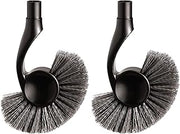 simplehuman BT1095 Replacement Toilet Brush Head, Easy Screw On, Stiff Outer Bristles, Black Plastic (Pack of 2)