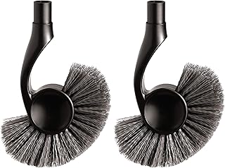 simplehuman BT1095 Replacement Toilet Brush Head, Easy Screw On, Stiff Outer Bristles, Black Plastic (Pack of 2)