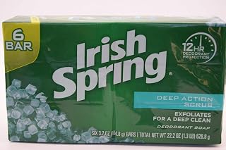 Irish Spring Deep Action Scrub Bar Soap 3.7 Ounce (Pack of 6)