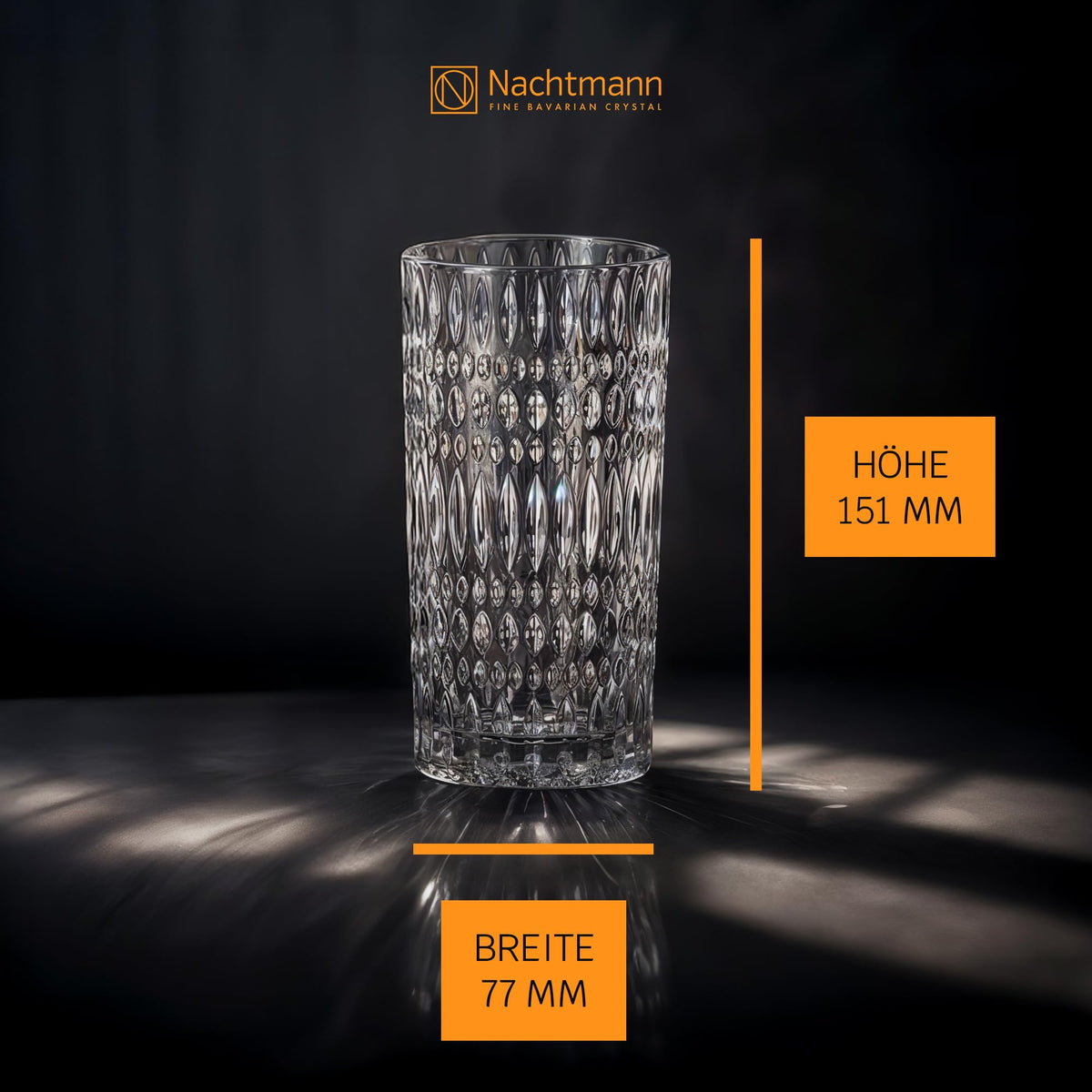 Crystal Latte Macchiato Glasses by Nachtmann – 14.7 Ounces, 0.434 liters, Crystal, Transparent, Model 104903
