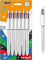 BIC 4 Color Shine Retractable Ballpoint Pen, 1.0 mm Medium Point, 6-Count