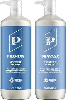Pravana Moisture Marvel Shampoo & Conditioner Set for Dry, Color Treated Hair - Nourishes & Hydrates with Hyaluronic Acid Formula, Chromasilk Enhances Shine & Protection, Vegan