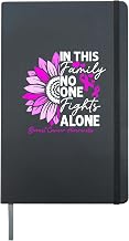 Cute Pink Sunflower Breast Cancer Family Strong Support Team Hardcover Journal, Black