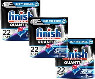Finish Quantum Ultimate Clean & Shine Dishwasher Detergent Tablets, 66 Count – Powerball Action, Grease Cutting, Fast Dissolving for Tough Stains and Dried Food, Shine & Protect Glassware