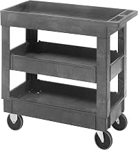 Quantum PC3518-33-3 Polymer Mobile Utility Cart, 34.25" Length x 17.5" Width x 32.5" Height, 3 Shelves, Gray